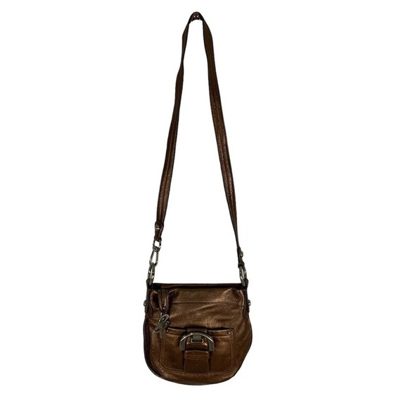 B. Makowsky Westbourne Bronze Purse Pebbled Leather Crossbody Convertible Bag